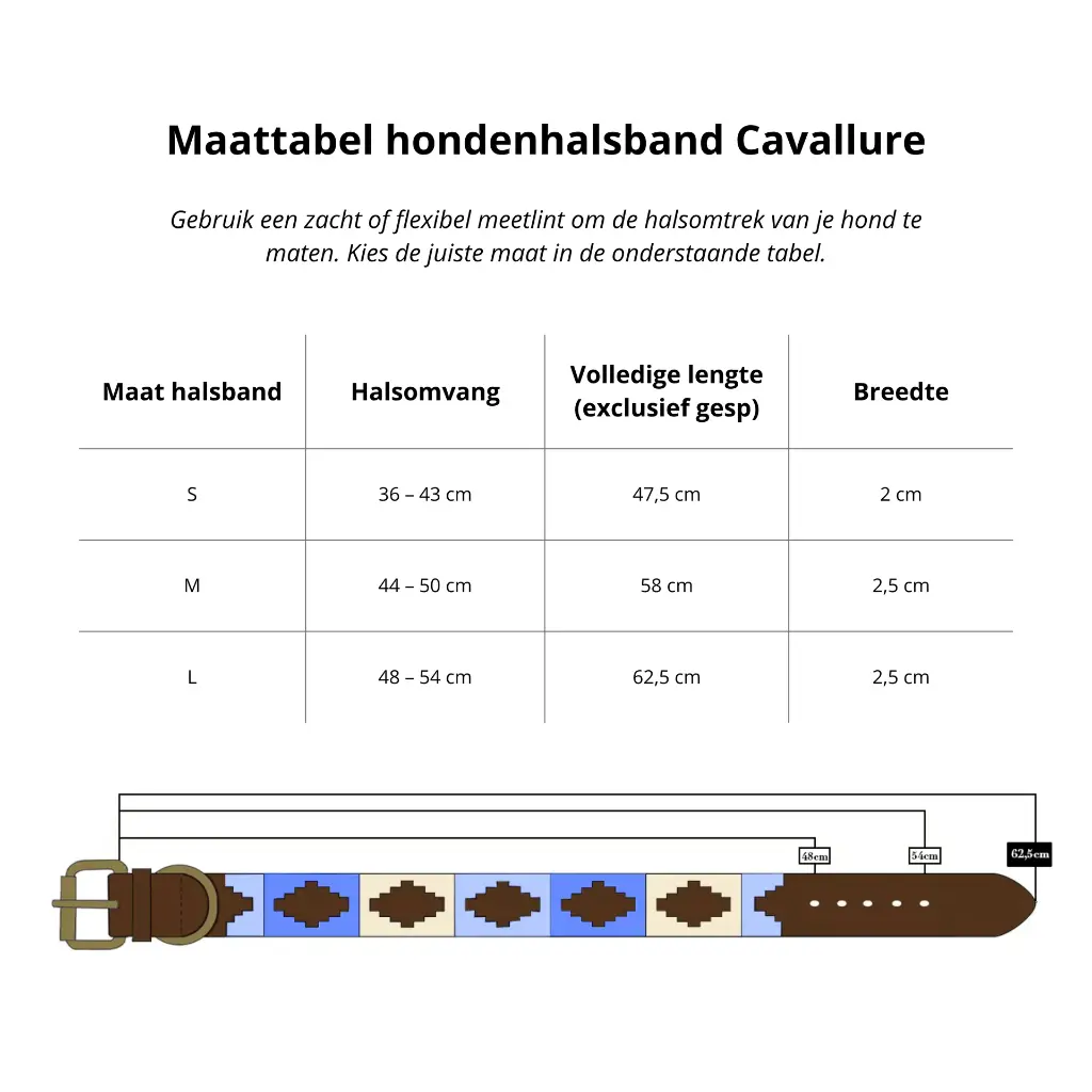 Maattabel hondenhalsband Cavallure.webp