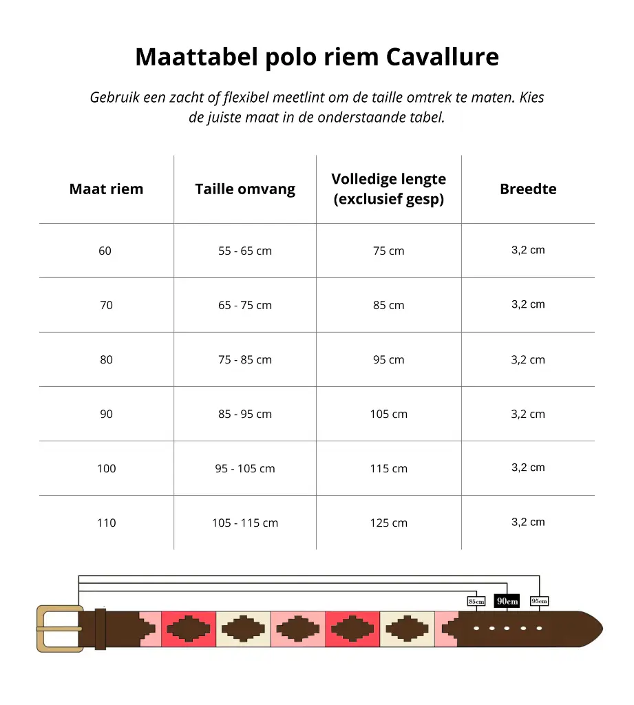 maattabel rolo riem Cavallure.webp